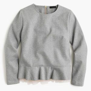 J.crew grey tulle-hem top